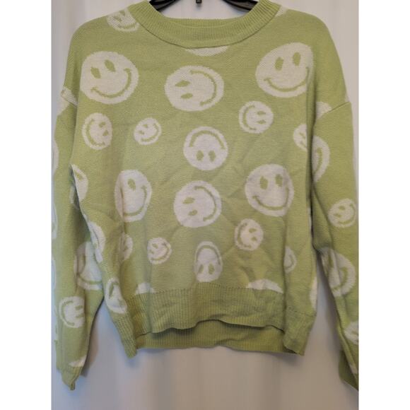 Forever 21 Green XS smiley face sweater y2k style long sleeve - Picture 3 of 7